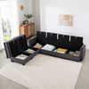 i@home Ecksofa 6-Sitzer-Sofa, L-förmiges Sofa, mit Abnehmbarem Hocker, USB-Anschlüssen und Getränkehaltern, grau/weiß Bild 5