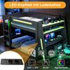Merax Etagenbett, Gaming Kinderbett, 140x200cm, mit Schreibtisch Aufladen LED-Beleuchtung, Schwarz+Grün Bild 5
