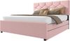 Polsterbett, Bett mit Lattenrost, ohne Matratze, Mit Rollcontainer, Minimalistisch, Samt, Rosa, 140 x 200 cm Bild 5
