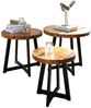 Runder Massivholz Beistelltisch BAGIAN 50cm Teak natural schwarz Metall Baumscheibe Bild 2