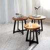 Runder Massivholz Beistelltisch BAGIAN 50cm Teak natural schwarz Metall Baumscheibe Bild 5