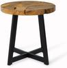 Runder Massivholz Beistelltisch BAGIAN 50cm Teak natural schwarz Metall Baumscheibe Bild 3