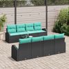 vidaXL Sofa Set mit Kissen 9 pcs Schwarz und Türkis Poly-Rattan 3354645 Bild 3