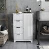 Mondeer Badkommode Badezimmerschrank, Wandkommode mit 4 Schubladen und 1 Tür, Verstellbar, Weiß Bild 1