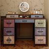FUROKOY Kommode Vintage Stoffkommode Sideboard mit klappbaren Stoffschubladen (Schminktisch mit Stoffchubladen, Retro-schubladenschrank für Arbeitszimmer Flur Wohnzimmer Schlafzimmer), 9 Stoffschubladen Bild 2