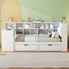 Ulife Kinderbett L-förmiges Holz-Plattformbett mit Schreibtisch und Bücherregal (Ohne Matratze), Eck-Kapitänsbett mit Schubladen unter dem Bett, LED-Licht Bild 3