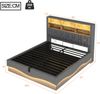Merax Polsterbett 180×200cm Doppelbett, mit hydraulischem Stauraum APP-gesteuertes LED-Lichtband USB-Ladeanschluss Metall-Lattenrost, Leinenpolsterung, Grau Bild 4