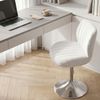 Devoko Höhenverstellbarer Schminkstuhl Weiß, 360° Drehstuhl mit Rückenlehne, Bouclé Barhocker für Esszimmer, Wohnzimmer und Salon Bild 2