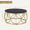 M MCombo Couchtisch Rund Holz, Modern Sofatisch Schwarz-Gold, Klein Kaffeetisch Metallgestell, Beistelltisch für Wohnzimmer, Durchmesser 80cm, 2102 Bild 3