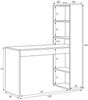 Dmora Ali Schreibtisch, umkehrbarer Multifunktionsschreibtisch mit Bücherregal mit 5 Ablagen, Arbeits- oder Bürotisch für PC-Buchhalter, 120 x 53 x 144 cm, Weiß und Oxid Bild 3