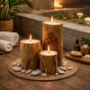Kerzenset CERO 3-tlg. aus recycelten Teakholz | Natur Unikat Dekokerze Windlicht Bild 3