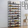 JEOBEST Schuhregal 10 Ebenen Schuhablage, Schuhaufbewahrung, 100x30x176cm, Metallgestell, Ablagen aus Vliesstoff Bild 2