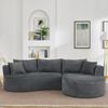 Flieks Sofa set, 2-Sitzer + Linke Chaiselongue, mit Getränkehalter & Kissen, Bogenförmiges Design, Cordstoff, Grau Bild 3