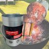 HAC24 Anzündkamin XL Stahl Kohleanzünder Kohle Grillanzünder Grillstarter (1-tlg), Holzgriff mit Hitzeschild Bild 3