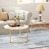 HAUSS SPOLE Couchtisch 2er-Satztisch Beistelltisch stapelbarer Sofatisch mit Stabiler Rahmen (elegantem Design, 2-St, Stabiler Eisenrahmen & leicht zu reinigende MDF-Tischplatte), Ideal für Wohnzimmer & Büro, Platzsparendes stapelbares Design Bild 2