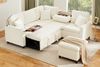 Flieks Ecksofa mit Schlaffunktion, Leselampe, USB&Type-C, und verstecktem Couchtisch, klappbare Rückenlehne mit Getränkehaltern, 5- Sitzer Ausziehsofa inkl. Hocker mit Stauraum, Chenille Beige Bild 1