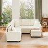 Flieks Ecksofa mit Schlaffunktion, Leselampe, USB&Type-C, und verstecktem Couchtisch, klappbare Rückenlehne mit Getränkehaltern, 5- Sitzer Ausziehsofa inkl. Hocker mit Stauraum, Chenille Beige Bild 4