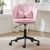 Merax Ankleidestuhl, Bürostuhl, blütenblattförmige Rückenlehne, schmetterlingsförmiges Lendenkissen, höhenverstellbar, weiches Sitzkissen, Rosa Bild 3