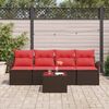 vidaXL Gartensofa-set mit Kissen 5 pcs Beige und Rot Poly-Rattan 3353903 Bild 3