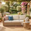 3er Lounge Sofa VITA 210cm Natural rundes Polyrattan Gartenmöbel Couch Gartensofa Bild 2