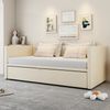 Polsterschlafsofa, Samt mit Ausziehbett & Lattenrost, 90x200/180x200 cm, Beige, ohne Matratze Bild 2
