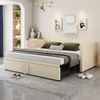 Polsterschlafsofa, Samt mit Ausziehbett & Lattenrost, 90x200/180x200 cm, Beige, ohne Matratze Bild 4