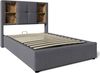 Polsterbett 90×200 cm aus Baumwoll-Stoff mit USB-C-Anschluss und Matratze, grau Bild 5