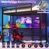 Hochbett mit RGB LED-Streifen, Schreibtisch, Monitorständer, Lattenrost, Rausfallschutz, Steckdosen, USB, Type-C, 90x200cm, Metallbett, Kinderbett Bild 4