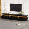 TV-Schrank 200 cm in Schwarz mit luxuriöser Marmor-Optik, 3 Schubladen, Kabelmanagement, für Fernseher bis 90 Zoll Bild 2