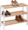 Zeller Schuhregal m. 3 Ablagen, Bambus/MDF, weiß, 70 x 26 x 54 cm Bild 4