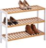 Zeller Schuhregal m. 3 Ablagen, Bambus/MDF, weiß, 70 x 26 x 54 cm Bild 5