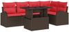 vidaXL Garten-Sofa-Set mit Kissen 6 pcs Braun und Rot Poly-Rattan 3348650 Bild 2