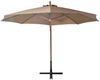 Sonnenschirm, Ampelschirm, Gartenschirm mit Mast Taupe 3,5x2,9 m Massivholz Tanne Bild 3