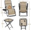 Yaheetech Gartenliege 3 Stk. Gartenmöbel-Set aus Zero-Gravity-Liegestuhl & Klapptisch, 2 × Gartenliege, 1 × Klapptisch, Relaxliege Klappbar & Tragbar mit Auflage & Becherhalter & Kopfkissen Bild 4