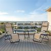 Yaheetech Gartenliege 3 Stk. Gartenmöbel-Set aus Zero-Gravity-Liegestuhl & Klapptisch, 2 × Gartenliege, 1 × Klapptisch, Relaxliege Klappbar & Tragbar mit Auflage & Becherhalter & Kopfkissen Bild 2