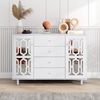 Weißes Spiegel-Sideboard 147×40×102 cm mit 4 Schubladen, 2 Türen, Glasgriffen,Kommode Highboard Luxus Design Bild 3