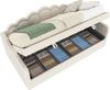 Tagesbett, Schlafsofa, Hydraulisch Bett, Mit Stauraum, Einzelbett Ohne Matratze, Samt, Farbwechselbarer LED-Streifen, 90x200cm, Beige Bild 4
