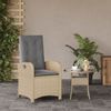 vidaXL Gartensessel mit Kissen Verstellbar Beigemischung Poly Rattan 365165 Bild 3