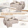 Schlafsofa Leinen mit Stauraum & Chaiselongue, 211x136x87 cm, Beige Bild 5