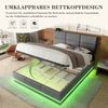 OKWISH Polsterbett Stauraumbett Funktionsbett (mit hydraulischem Stauraum & LED – höhenverstellbares Kopfteil + USB/Type-C, 160x200 cm), mit Matratze Bild 3