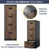 Hängeregisterschrank abschließbar SARA - 4 Schubladen mit Schloss | Aktenschrank Büroschrank aus Stahl Metallschrank, 132x46x62cm Anthrazit-Nussbaum Bild 5