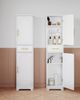 Badezimmerschrank, Aufbewahrungsschrank mit 1 Schubladen & 2 Türen, Verstellbare Ablage, Hoher Schmaler Schrank, für Wohnzimmer, Schlafzimmer, Küche, Flur, Weiß Bild 3