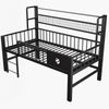 Kinderbett 90*200cm, Niedriges Hochbett mit Metallrahmen und Ablagefächern, geeignet für Kinder und Jugendliche. Schwarz. Bild 4