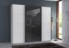Schwebetürenschrank Kleiderschrank B225 cm H208 cm 3-türig Weiß, 1x Tür Glas Schwarz Bild 3