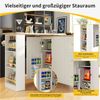 i@home Stehtisch 360° drehbarer Stehtisch auf Rollen, mit drei Schubladen (Bis 60 kg belastbar, geeignet für Küche und Wohnzimmer), Kommt mit Snackhalter. Multifunktionale Aufbewahrungsinsel, Weiß Bild 3