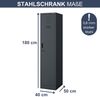Umkleideschrank Spind KACPER - 1 Abteil, Etikettenhalter Lüftungsschlitze | Umkleidespind Metall Schließfachschrank Garderobenspind, 180x40x50cm Anthrazit Bild 2