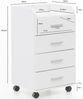 Rollcontainer WL5.748 40 x 70,5 x 33 cm Weiß, Schreibtisch-Container Rollschrank 4 Schubladen, Moderner Schubladencontainer mit Rollen, Standcontainer Bürocontainer Beistellcontainer Bild 4