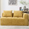 2-Sitzer Sofa aus Chenille mit Seitentaschen & Chaise-Lounge, 158 x 90 x 60 cm, Gelb Bild 5