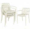Outsunny Gartenstuhl mit Lamelldesign, Armlehnen (Terrassenstühle, 4 St), für Garten, Balkon Terrasse 55 x 58,5 x 81,5 cm Cremeweiß Bild 2