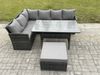 Fimous 7 Sitzer Rattan Gartenmöbel-Sets Hoher Rücken Ecksofa Rechteckiger Esstisch Set mit Großer Fußhocker Dunkelgrau gemischt Bild 2